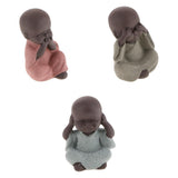Maxbell 3x Ceramic Small Buddha Statue Monk Figurine Tea pet Decorative Ornaments