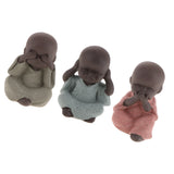Maxbell 3x Ceramic Small Buddha Statue Monk Figurine Tea pet Decorative Ornaments