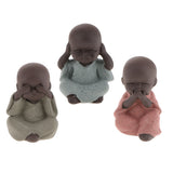 Maxbell 3x Ceramic Small Buddha Statue Monk Figurine Tea pet Decorative Ornaments