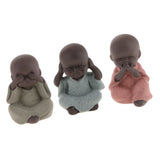 Maxbell 3x Ceramic Small Buddha Statue Monk Figurine Tea pet Decorative Ornaments