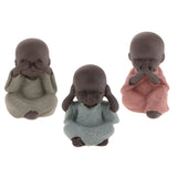 Maxbell 3x Ceramic Small Buddha Statue Monk Figurine Tea pet Decorative Ornaments