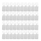 Maxbell 40pcs Rectangle Blank Insert Photo Picture Frame Split Ring Keychain 3.3x5cm