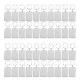 Maxbell 40pcs Rectangle Blank Insert Photo Picture Frame Split Ring Keychain 3.3x5cm