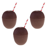 Maxbell 3 Pieces Plastic Fruit Coconut Drink Cup Straw Hawaiian Luau Tropical Party