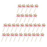 Maxbell 30 Pieces Pretty Crown Cake Topper Food Picks with Ribbon Pink and Gold