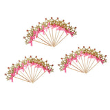Maxbell 30 Pieces Pretty Crown Cake Topper Food Picks with Ribbon Pink and Gold