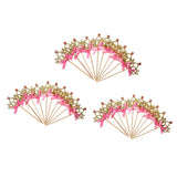 Maxbell 30 Pieces Pretty Crown Cake Topper Food Picks with Ribbon Pink and Gold