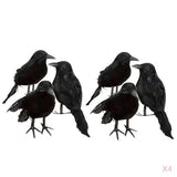 Maxbell 24 pieces Black Feathered Small Crows Birds Ravens Props Halloween Decor