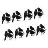 Maxbell 24 pieces Black Feathered Small Crows Birds Ravens Props Halloween Decor
