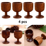 Maxbell 4 pcs Natural Wood Cup Handmade Coffee Tea Beer Juice Milk Mug Drink 4.5x7cm