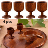 Maxbell 4 pcs Natural Wood Cup Handmade Coffee Tea Beer Juice Milk Mug Drink 4.5x7cm