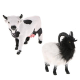 Maxbell 2pcs Lifelike Goat&Cow Statue Indoor Outdoor Garden Decor Ornament Figure
