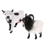 Maxbell 2pcs Lifelike Goat&Cow Statue Indoor Outdoor Garden Decor Ornament Figure
