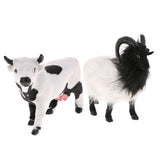 Maxbell 2pcs Lifelike Goat&Cow Statue Indoor Outdoor Garden Decor Ornament Figure