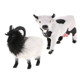 Maxbell 2pcs Lifelike Goat&Cow Statue Indoor Outdoor Garden Decor Ornament Figure
