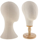Maxbell 2pcs Canvas Block Mannequin Head Wig Hat Making Glasses Holder with Stand