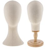 Maxbell 2pcs Canvas Block Mannequin Head Wig Hat Making Glasses Holder with Stand