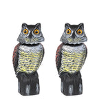 Maxbell 2pcs Large Realistic Owl Decoy w/ Rotating Head Bird Crow Scarer Scarecrow