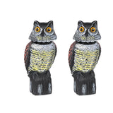 Maxbell 2pcs Large Realistic Owl Decoy w/ Rotating Head Bird Crow Scarer Scarecrow