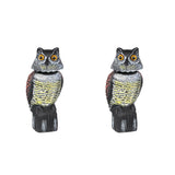 Maxbell 2pcs Large Realistic Owl Decoy w/ Rotating Head Bird Crow Scarer Scarecrow