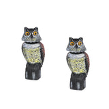 Maxbell 2pcs Large Realistic Owl Decoy w/ Rotating Head Bird Crow Scarer Scarecrow