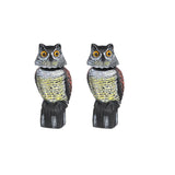 Maxbell 2pcs Large Realistic Owl Decoy w/ Rotating Head Bird Crow Scarer Scarecrow
