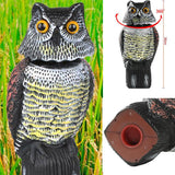 Maxbell 2pcs Large Realistic Owl Decoy w/ Rotating Head Bird Crow Scarer Scarecrow