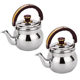 Maxbell 2pcs Outdoor Camping Stainless Steel Whistling Kettle Kitchen Tea Pot 1L