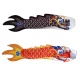 Maxbell 2x Chinese Dragon Flag Windsock Carp Streamer Garden Hanging Decor Red Black