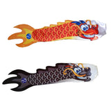Maxbell 2x Chinese Dragon Flag Windsock Carp Streamer Garden Hanging Decor Red Black
