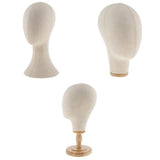 Maxbell 3pcs Canvas Block Mannequin Head Wig Hat Making Glasses Holder with Stand