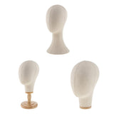 Maxbell 3pcs Canvas Block Mannequin Head Wig Hat Making Glasses Holder with Stand