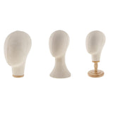 Maxbell 3pcs Canvas Block Mannequin Head Wig Hat Making Glasses Holder with Stand