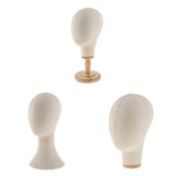 Maxbell 3pcs Canvas Block Mannequin Head Wig Hat Making Glasses Holder with Stand
