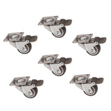 Maxbell 6Pc Heavy Duty Swivel Bearing Caster Wheels Rubber Base with Top Plate 1.25"
