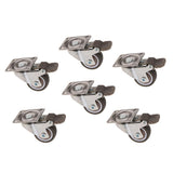 Maxbell 6Pc Heavy Duty Swivel Bearing Caster Wheels Rubber Base with Top Plate 1.25"