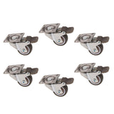 Maxbell 6Pc Heavy Duty Swivel Bearing Caster Wheels Rubber Base with Top Plate 1.25"