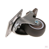Maxbell 6Pc Heavy Duty Swivel Bearing Caster Wheels Rubber Base with Top Plate 1.25"