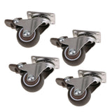 Maxbell 4Pcs Heavy Duty Swivel Bearing Caster Wheels Rubber Base with Top Plate 1.5"