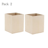 Maxbell 2pcs  Unfinished Wood Pen Container Brush Pot for Kids DIY Craft