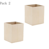 Maxbell 2pcs  Unfinished Wood Pen Container Brush Pot for Kids DIY Craft