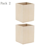 Maxbell 2pcs  Unfinished Wood Pen Container Brush Pot for Kids DIY Craft
