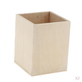 Maxbell 2pcs  Unfinished Wood Pen Container Brush Pot for Kids DIY Craft
