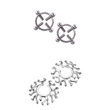Maxbell 2 Pairs Fake Nipplering Non-piercing Steel Adjustable Screw Flower Ring