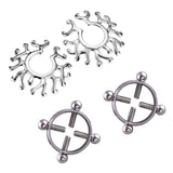 Maxbell 2 Pairs Fake Nipplering Non-piercing Steel Adjustable Screw Flower Ring