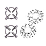 Maxbell 2 Pairs Fake Nipplering Non-piercing Steel Adjustable Screw Flower Ring