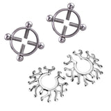 Maxbell 2 Pairs Fake Nipplering Non-piercing Steel Adjustable Screw Flower Ring