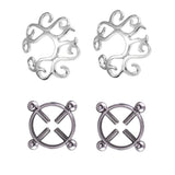 Maxbell 2 Pairs Non-piercing Stainless Steel Adjustable Screw Flower Nipple Shield
