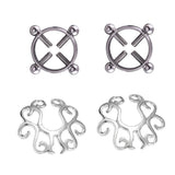 Maxbell 2 Pairs Non-piercing Stainless Steel Adjustable Screw Flower Nipple Shield