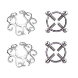 Maxbell 2 Pairs Non-piercing Stainless Steel Adjustable Screw Flower Nipple Shield